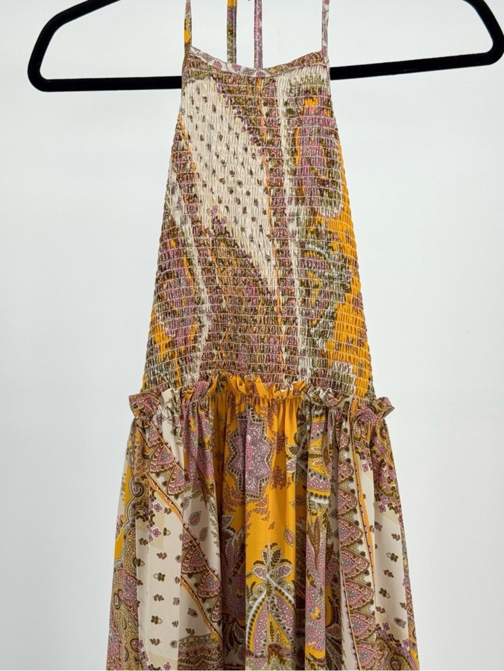 Boho Halter Maxi Dress in Beige and Mustard - Picture 5 of 7